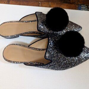Ann Taylor Women's Kitt Pom Pom Sequin Slides